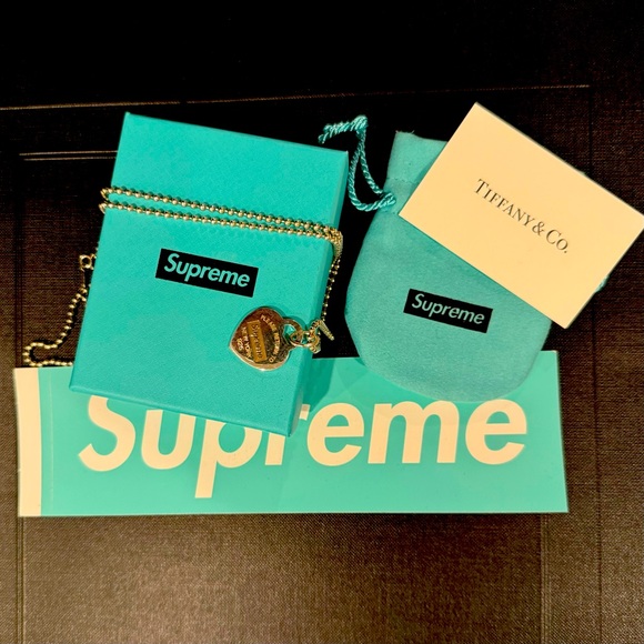 Supreme x Tiffany & Co Return to Necklace RARE incl Orig Box & Supreme sticker - Picture 1 of 8